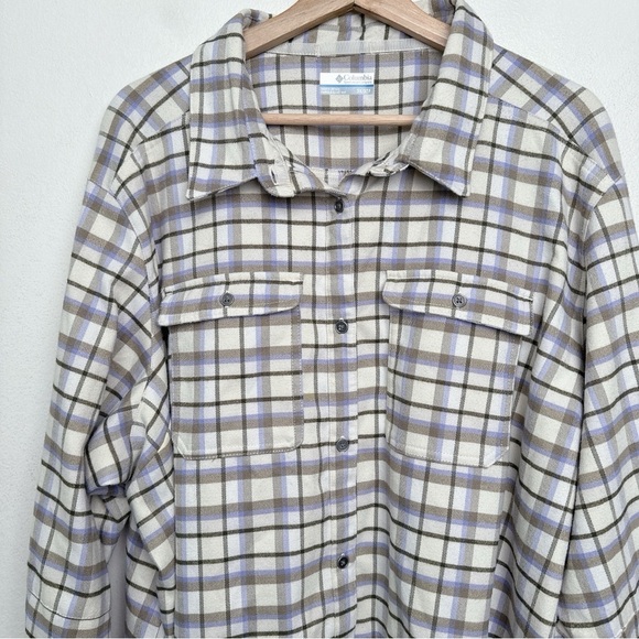 Columbia Womens Size 3X Bryce Canyon Stretch Chalk Plaid Omni Tech Button Shirt. - Picture 7 of 15